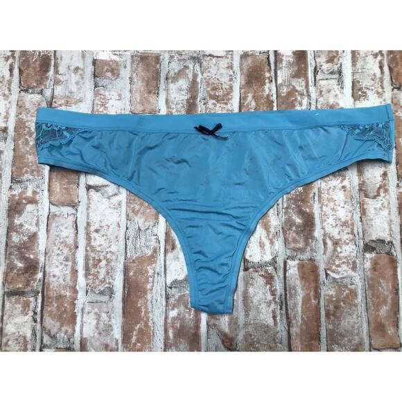 CACIQUE LANE BRYANT 14/16 BLUE SMOOTH NO SHOW COMFORT BLISS THONG PANTIES - Picture 1 of 5